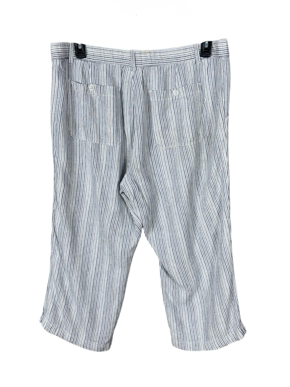 Liz Claiborne Linen Wide Leg Crop Pants Large Coastal Fisherman Euro Summer - Picture 4 of 7